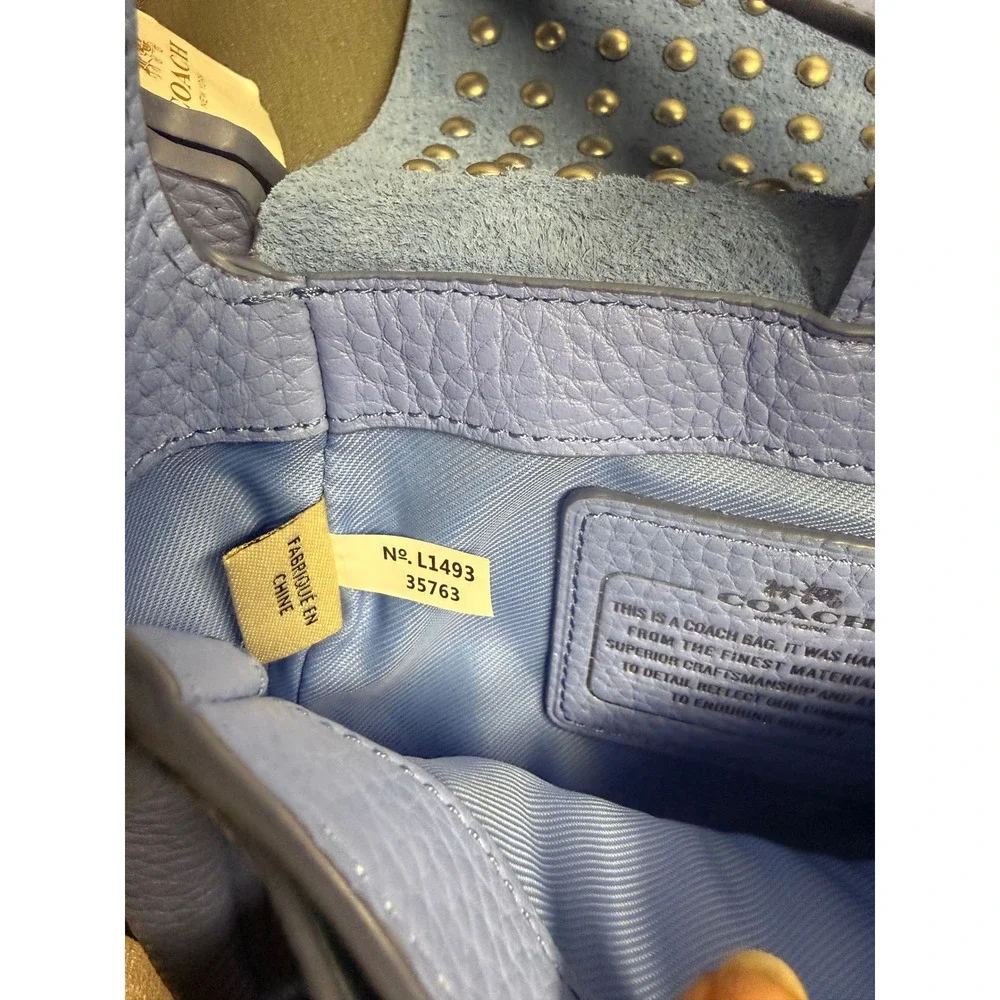 Coach Whiplash Dakotah 14 Periwinkle Blue Studded Leather Crossbody Bag 35763